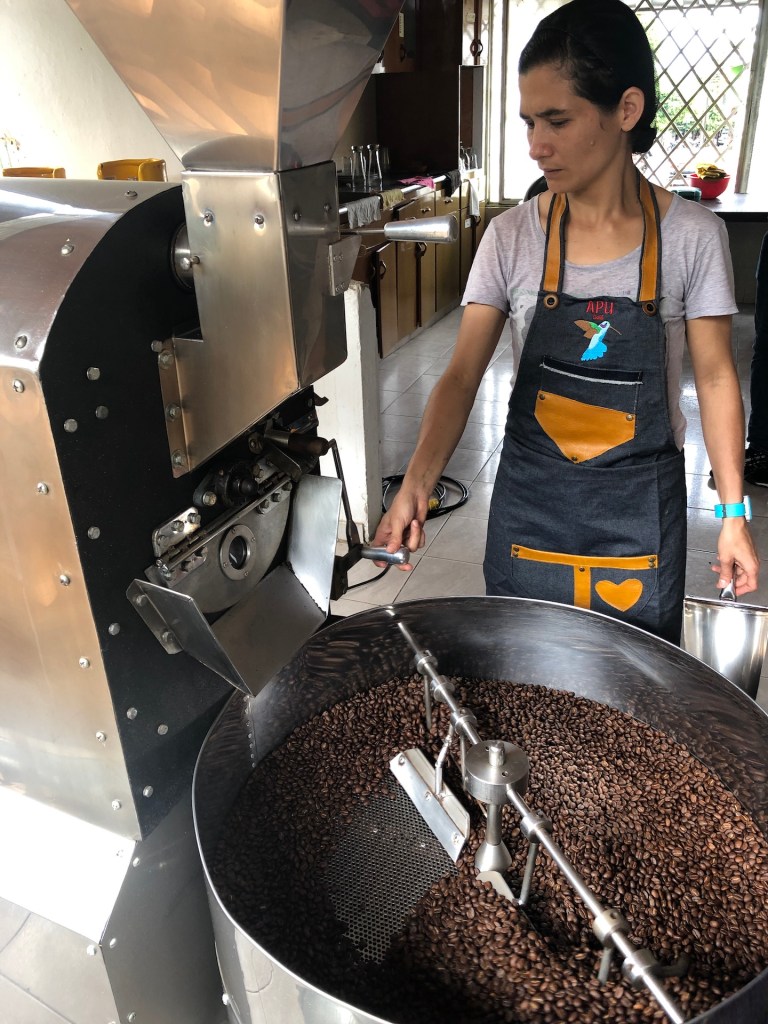 Rösten Kaffee Rösttrommel Kolumbien
